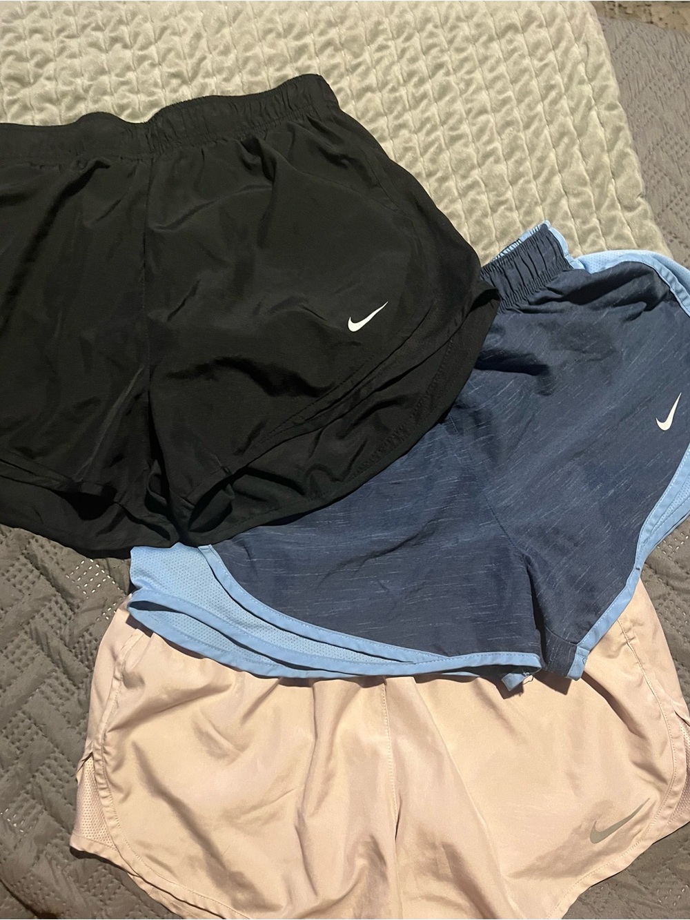 Nike Women's Running Shorts Trio - Black, Navy/Light Blue, Blush